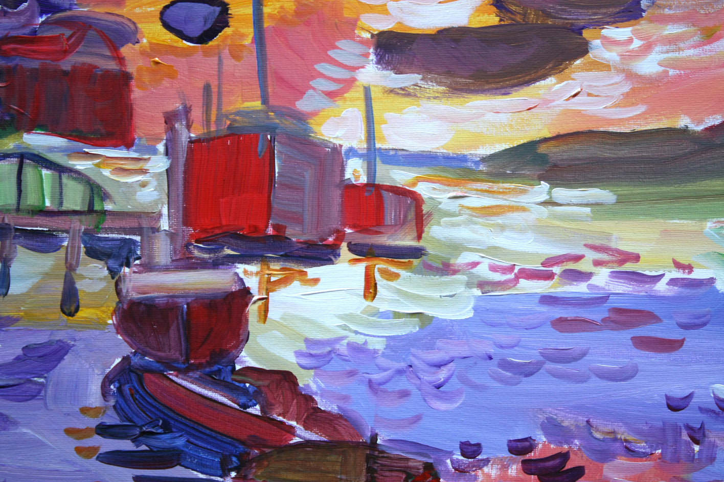 On the River by Robert Hofherr |  Closeup View of Artwork 