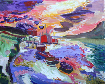 acrylic painting by Robert Hofherr titled On the River