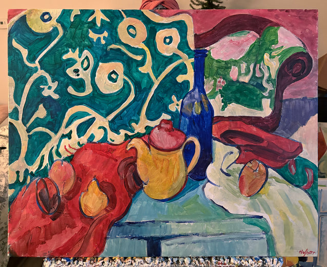 Peaches and Pear by Robert Hofherr |  Context View of Artwork 