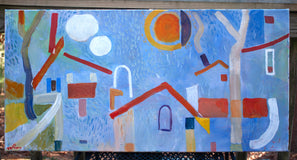 Original art for sale at UGallery.com | Red Roofs by Robert Hofherr | $1,200 | acrylic painting | 18' h x 36' w | thumbnail 3