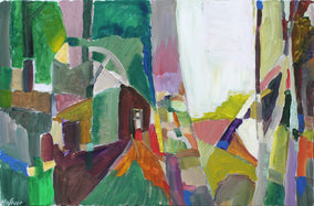 Original art for sale at UGallery.com | Ruin in a Wood by Robert Hofherr | $1,125 | acrylic painting | 20' h x 30' w