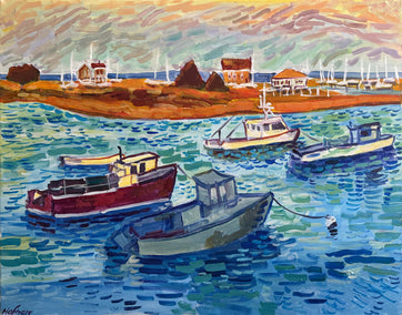 acrylic painting by Robert Hofherr titled Scituate Harbor