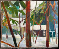 Original art for sale at UGallery.com | Snowy Rooflines by Robert Hofherr | $1,025 | acrylic painting | 24' h x 30' w | thumbnail 3