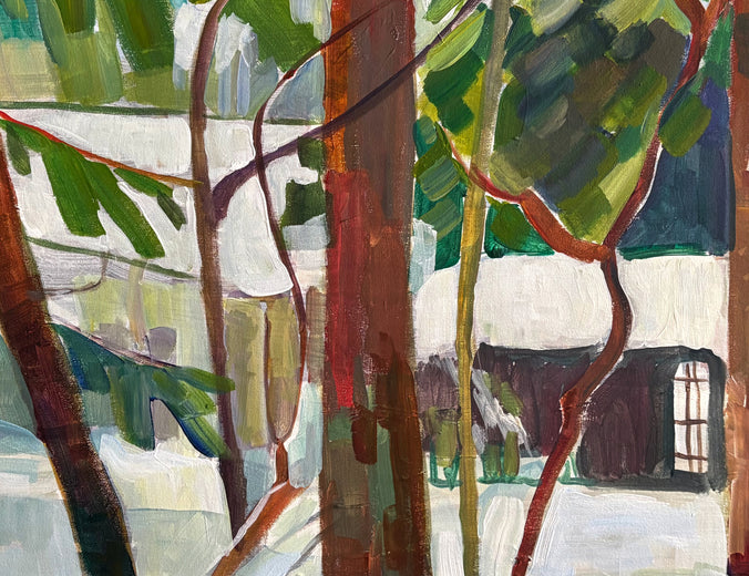 Snowy Rooflines by Robert Hofherr |   Closeup View of Artwork 