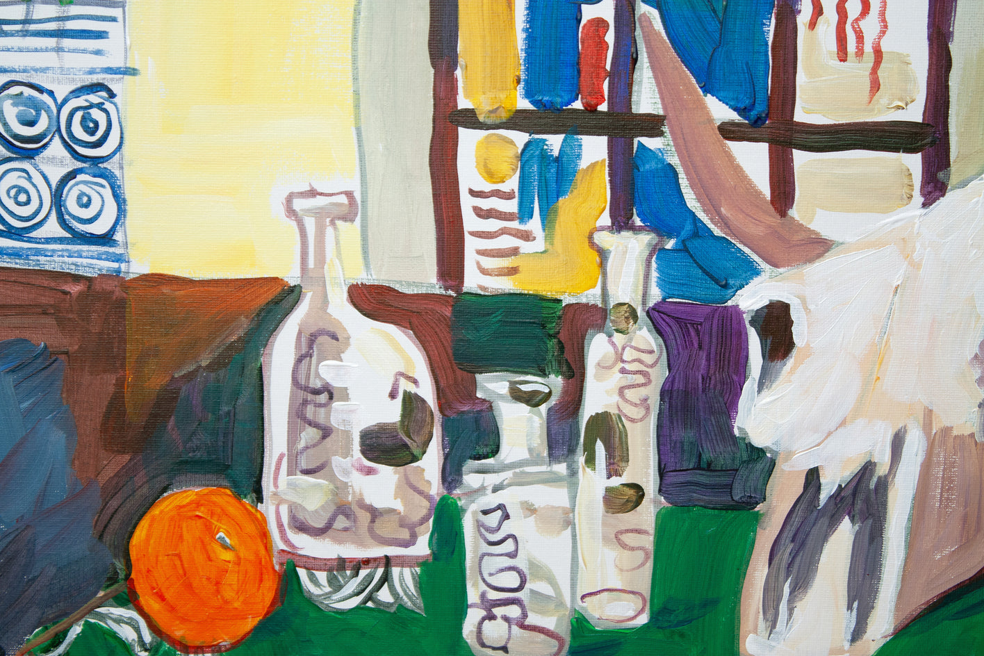 Still Life with Cow Skull by Robert Hofherr |  Closeup View of Artwork 
