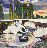 Original art for sale at UGallery.com | Stump Pond by Robert Hofherr | $925 | acrylic painting | 24' h x 24' w | thumbnail 1