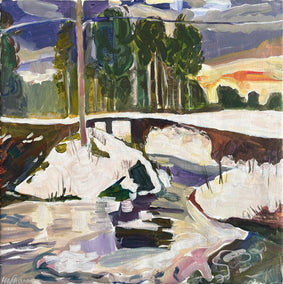 acrylic painting by Robert Hofherr titled Stump Pond