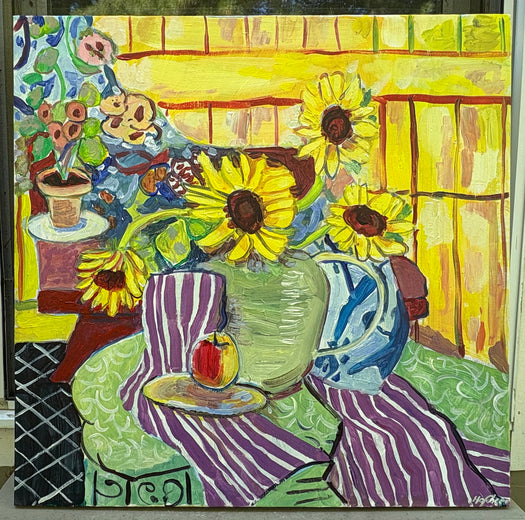 Sunflowers in a Pitcher by Robert Hofherr |  Context View of Artwork 