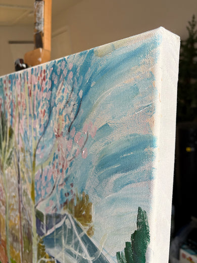 Trees in Bloom by Robert Hofherr |  Side View of Artwork 