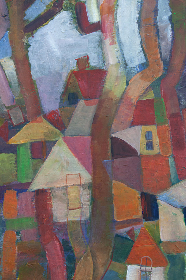Wooded Village by Robert Hofherr |  Closeup View of Artwork 