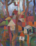 Original art for sale at UGallery.com | Wooded Village by Robert Hofherr | $1,425 | acrylic painting | 30' h x 24' w | thumbnail 1