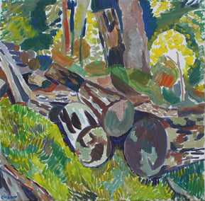 acrylic painting by Robert Hofherr titled Woodpile