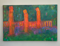 Original art for sale at UGallery.com | The Sculpted Garden by Robin Okun | $1,700 | acrylic painting | 24' h x 36' w | thumbnail 3