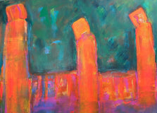 Original art for sale at UGallery.com | The Sculpted Garden by Robin Okun | $1,700 | acrylic painting | 24' h x 36' w | thumbnail 4