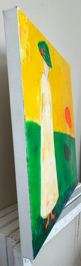 Woman and Umbrella by Robin Okun |  Side View of Artwork 