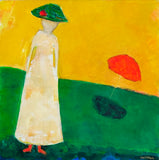 Original art for sale at UGallery.com | Woman and Umbrella by Robin Okun | $1,100 | acrylic painting | 24' h x 24' w | thumbnail 1
