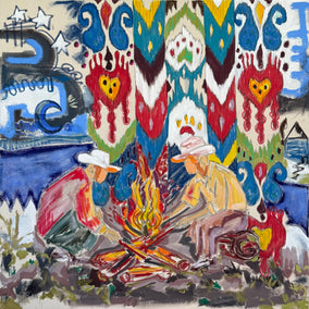 Original art for sale at UGallery.com | The Campfire as Archive by Rodion Gilmitdinov | $2,800 | oil painting | 35' h x 35' w