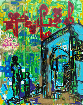 Original art for sale at UGallery.com | The City That Listens by Rodion Gilmitdinov | $3,800 | mixed media artwork | 60' h x 48' w