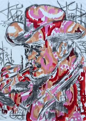 Original art for sale at UGallery.com | The Rebel’s Pause by Rodion Gilmitdinov | $6,000 | mixed media artwork | 75' h x 68' w