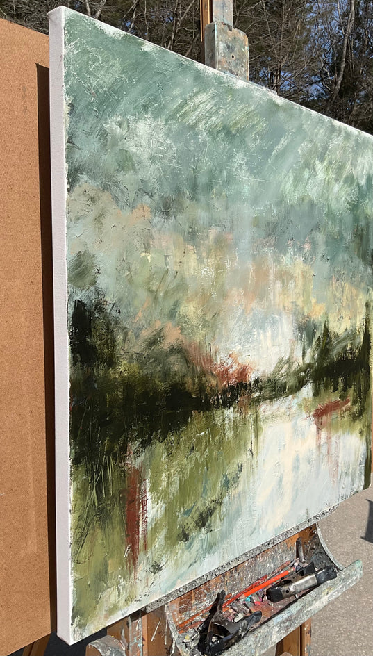 Evening in Silence by Ronda Waiksnis |  Side View of Artwork 