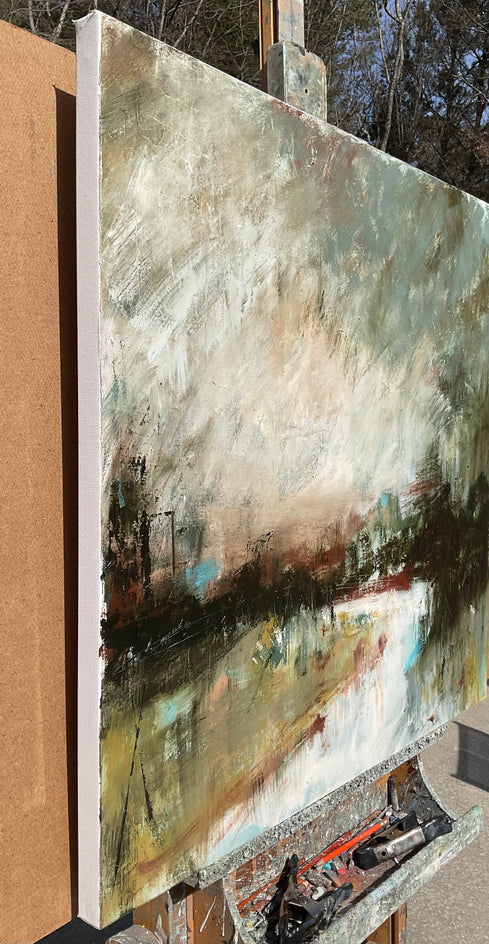 Fading Light on Ebenezer River by Ronda Waiksnis |  Side View of Artwork 