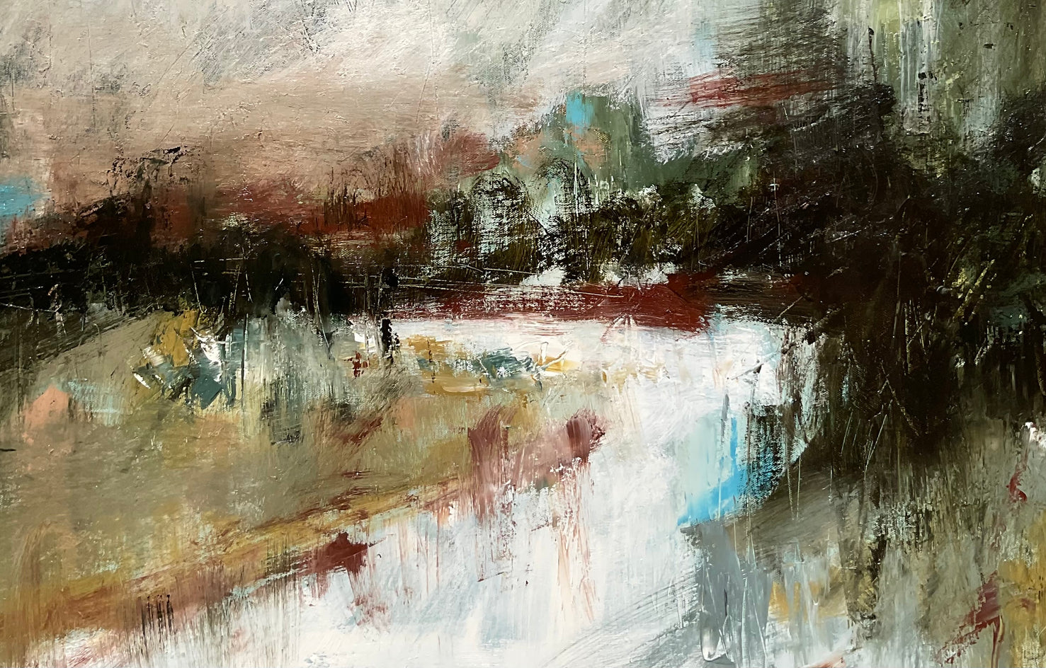 Fading Light on Ebenezer River by Ronda Waiksnis |  Closeup View of Artwork 