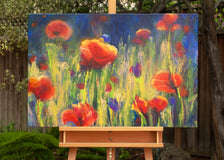 Original art for sale at UGallery.com | Summer's Blaze by Ruth-Anne Siegel | $2,700 | acrylic painting | 24' h x 36' w | thumbnail 3