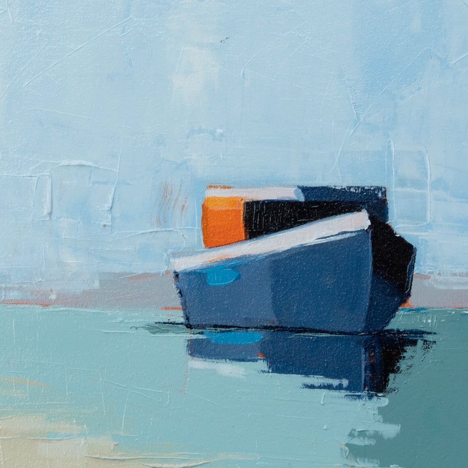 Resting Waters and Boat by Ruth LaGue |  Closeup View of Artwork 