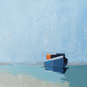 acrylic painting by Ruth LaGue titled Resting Waters and Boat
