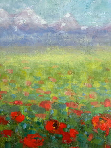 Alluring Poppies Revisited by Sally Adams |   Closeup View of Artwork 