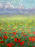 Original art for sale at UGallery.com | Alluring Poppies Revisited by Sally Adams | $2,900 | acrylic painting | 24' h x 48' w | thumbnail 4