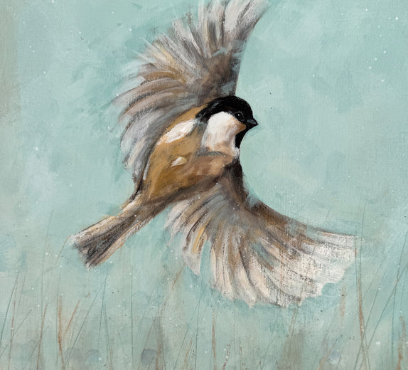 Chickadee Haven by Sally Adams |   Closeup View of Artwork 