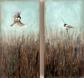 Original art for sale at UGallery.com | Chickadee Haven by Sally Adams | $3,400 | acrylic painting | 59.5' h x 30' w