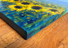 Original art for sale at UGallery.com | Field of Sunflowers by Sally Adams | $3,500 | acrylic painting | 30' h x 48' w | thumbnail 2