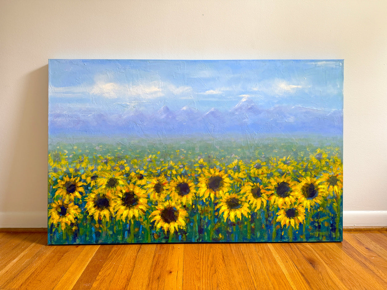 Field of Sunflowers by Sally Adams |  Context View of Artwork 