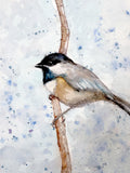 Original art for sale at UGallery.com | Chilly Chickadee by Sally Adams | $450 | watercolor painting | 14' h x 11' w | thumbnail 4