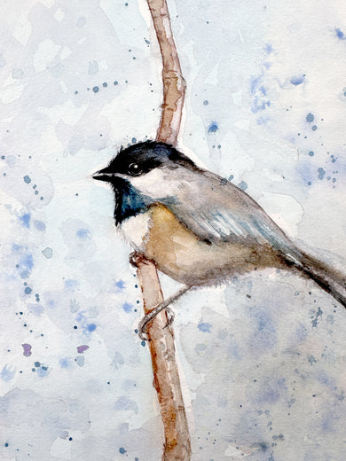 Chilly Chickadee by Sally Adams |   Closeup View of Artwork 
