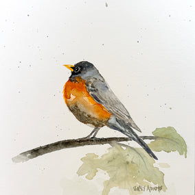 Original art for sale at UGallery.com | Robin by Sally Adams | $400 | watercolor painting | 10' h x 10' w