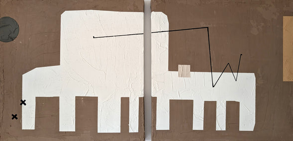 mixed media artwork by Sally Morris Clark titled Tako