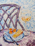Original art for sale at UGallery.com | Cheese, Apricots and Wine by Samuel Pretorius | $225 | acrylic painting | 14' h x 11' w | thumbnail 1