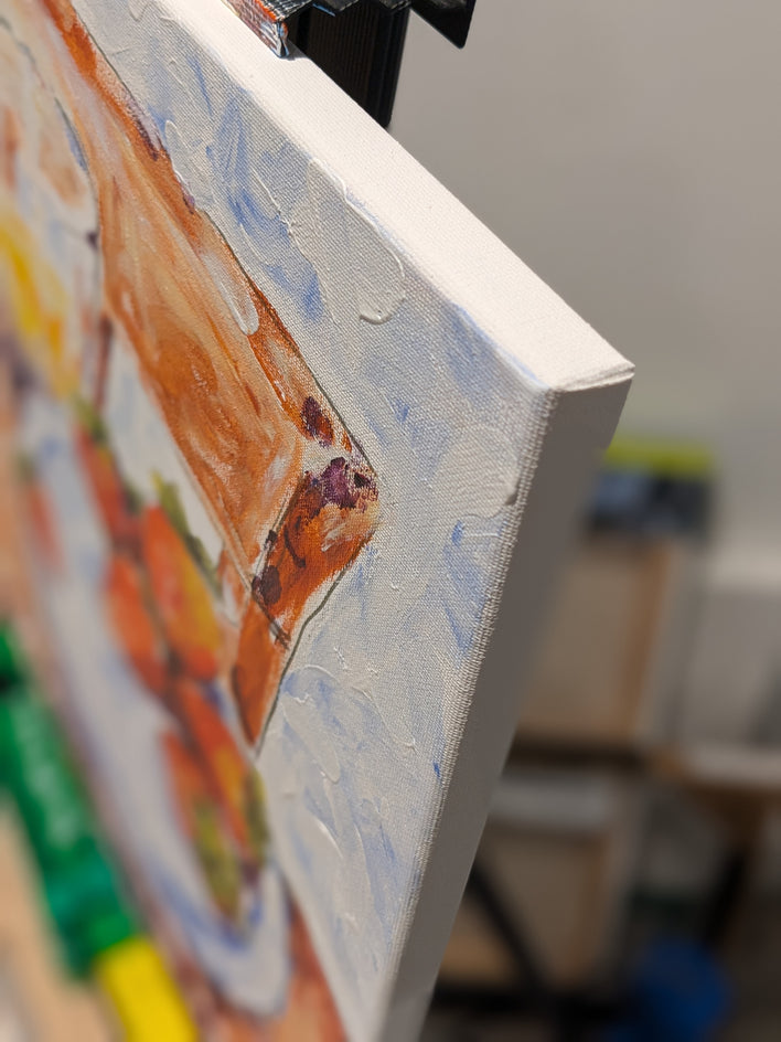 Fresh Morning with Strawberries by Samuel Pretorius |  Side View of Artwork 