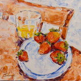 Original art for sale at UGallery.com | Fresh Morning with Strawberries by Samuel Pretorius | $400 | acrylic painting | 14' h x 14' w | thumbnail 1
