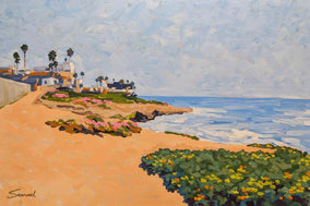 Original art for sale at UGallery.com | La Jolla Ocean View Walk by Samuel Pretorius | $1,100 | acrylic painting | 24' h x 36' w