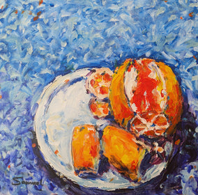 Original art for sale at UGallery.com | Vibrant Orange Delight by Samuel Pretorius | $250 | acrylic painting | 14' h x 14' w