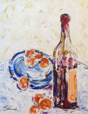 Original art for sale at UGallery.com | Wine and Biscuits by Samuel Pretorius | $225 | acrylic painting | 14' h x 11' w