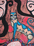 Original art for sale at UGallery.com | Spring Cat by Sara Rodighiero | $600 | acrylic painting | 11.7' h x 8.3' w | thumbnail 4