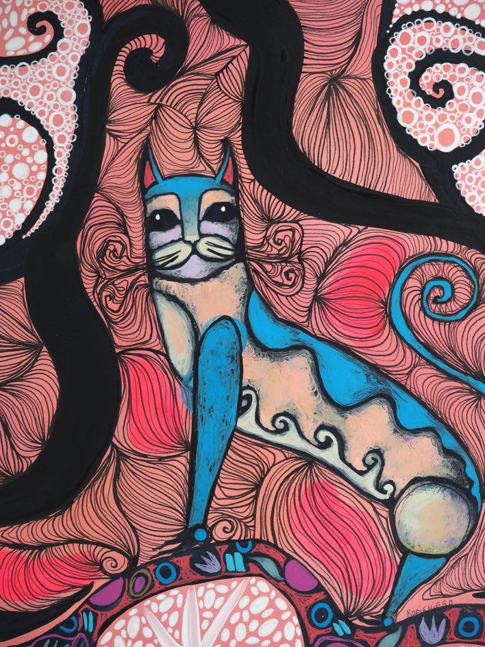 Spring Cat by Sara Rodighiero |  Closeup View of Artwork 