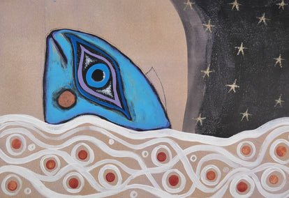 mixed media artwork by Sara Rodighiero titled Between Day and Night