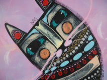 Original art for sale at UGallery.com | Cat King - October '25 N.1 by Sara Rodighiero | $575 | acrylic painting | 11.7' h x 7.1' w | thumbnail 4