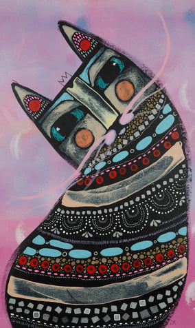 Original art for sale at UGallery.com | Cat King - October '25 N.1 by Sara Rodighiero | $575 | acrylic painting | 11.7' h x 7.1' w